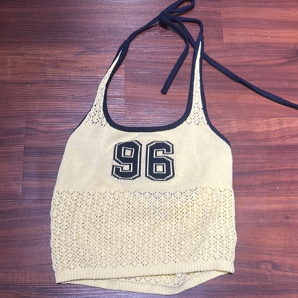 Yellow knit halter top. Pacsun
